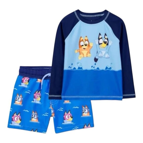 Carter’s 2-piece Bluey Rashguard & Swim Trunk Set Size 3T Long Sleeves UPF 50+ - Picture 1 of 10